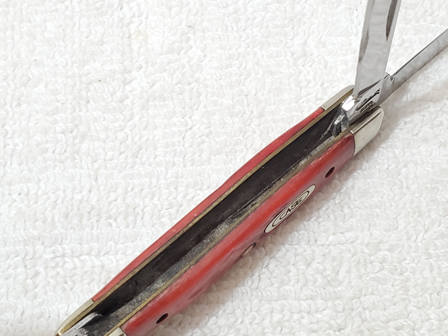 Vintage 1980's Case XX DR6333 SS Smal Stockman Pocket Knife Red Bone 3 Blade