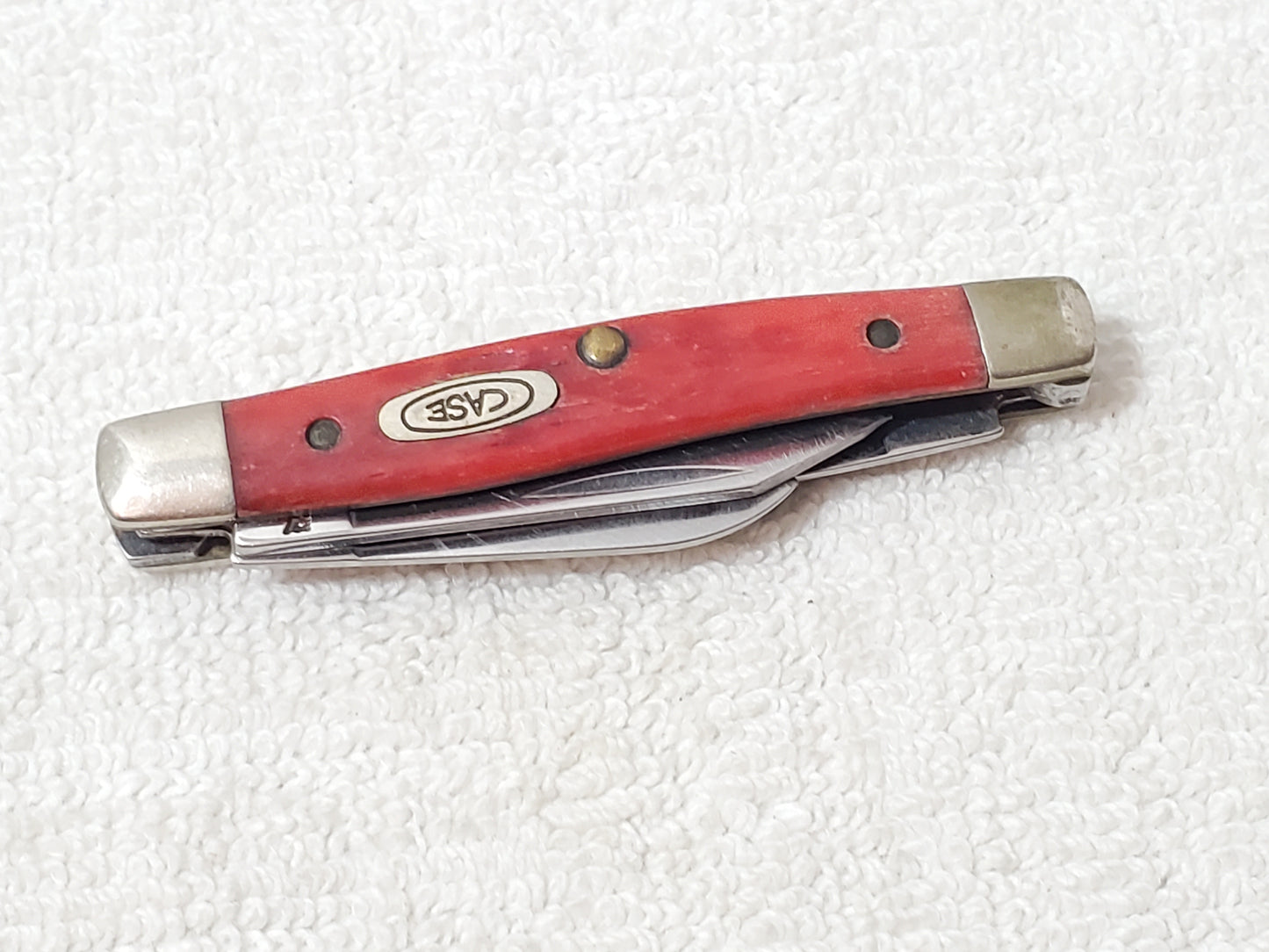 Vintage 1980's Case XX DR6333 SS Smal Stockman Pocket Knife Red Bone 3 Blade