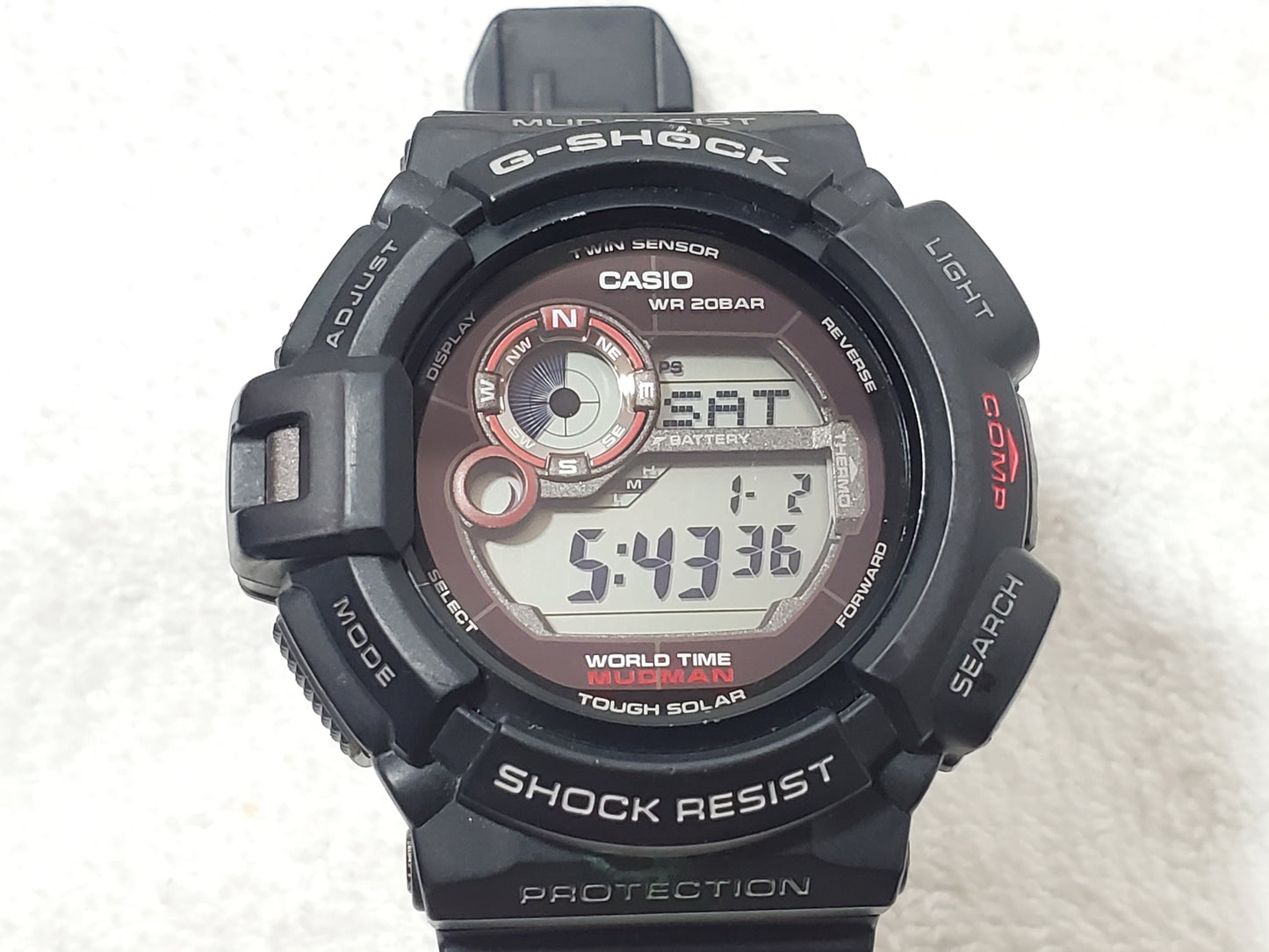 Casio G Shock Mudman G-9300 Black Tough Solar Twin Sensors Men's Watch 20 BAR