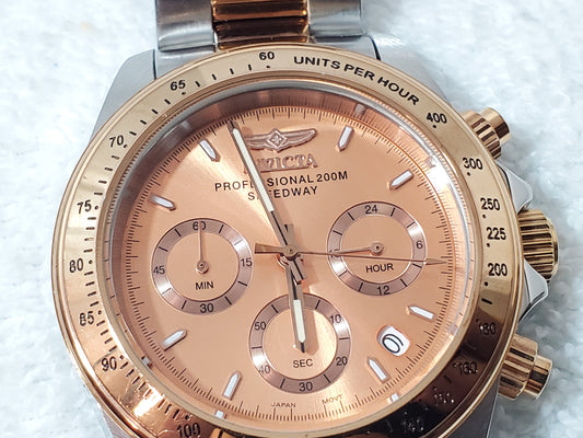 Invicta 6933 Speedway Men's Chronograph Date Watch Rose Gold Tone WR 200 Meters