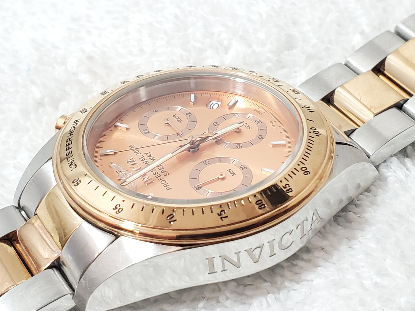 Invicta 6933 Speedway Men's Chronograph Date Watch Rose Gold Tone WR 200 Meters
