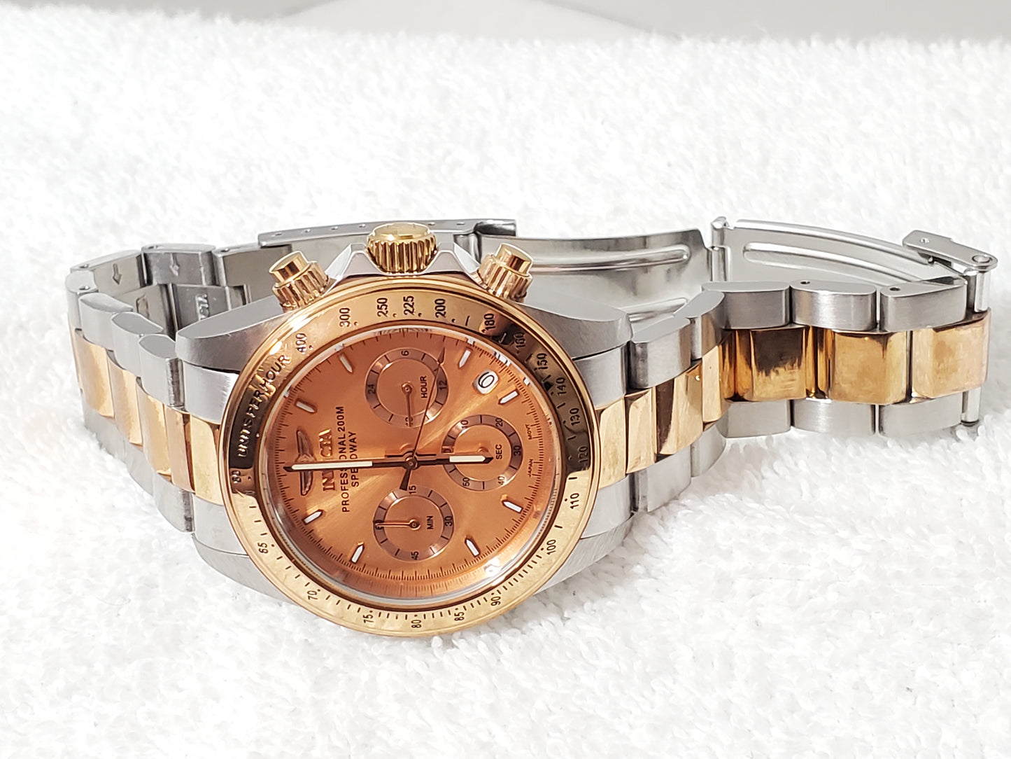 Invicta 6933 Speedway Men's Chronograph Date Watch Rose Gold Tone WR 200 Meters