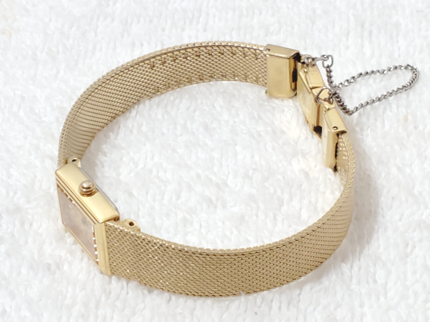 Vintage Seiko Women's Quartz Dress Gold Plated Tank Watch Mesh Band 1F20-5C00