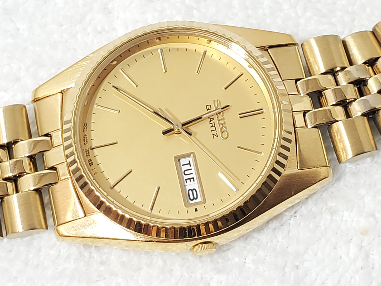 Vintage Seiko Men's Presidential Quartz Watch Gold Tone Day Date Watch One Jewel