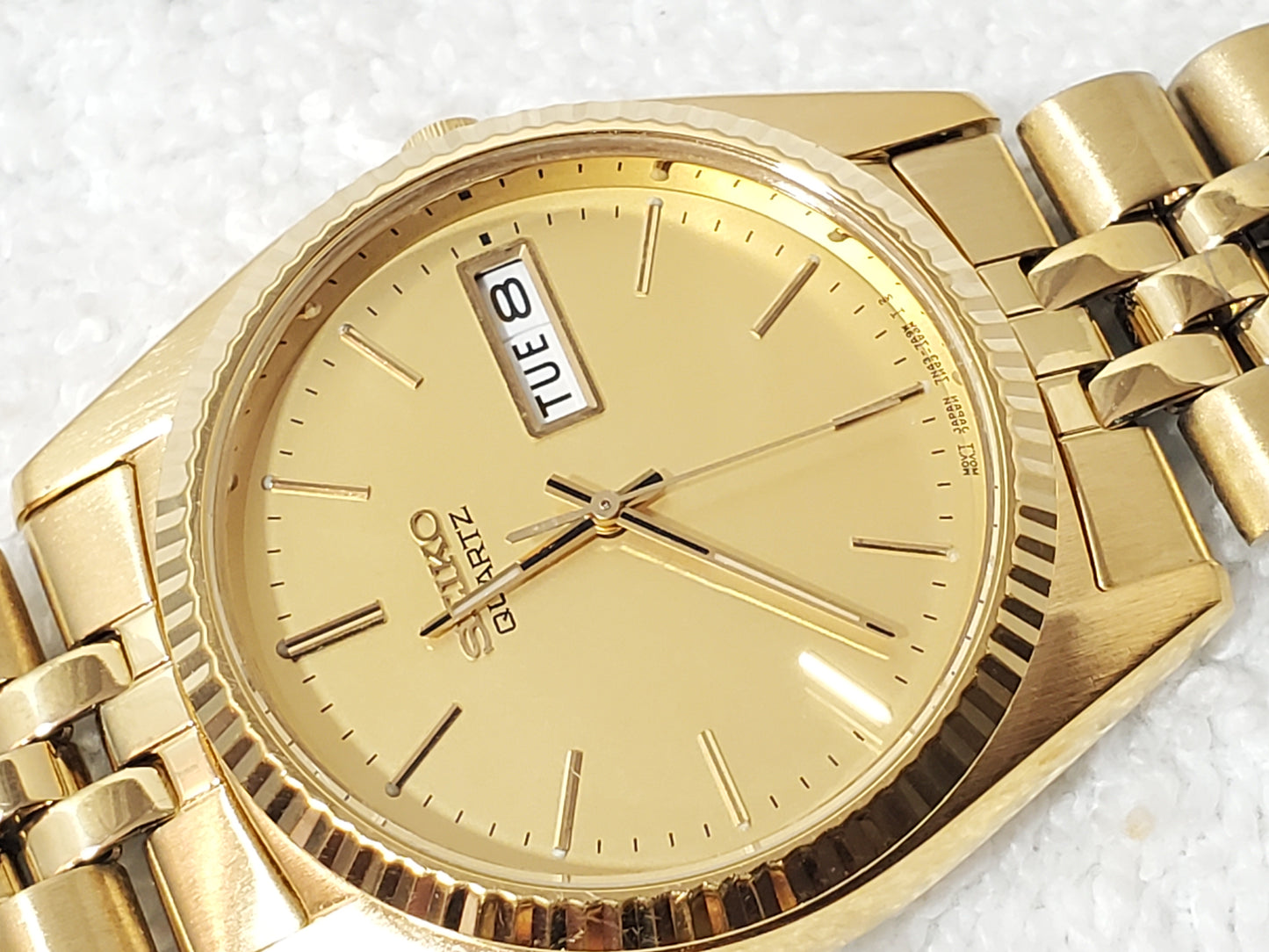 Vintage Seiko Men's Presidential Quartz Watch Gold Tone Day Date Watch One Jewel
