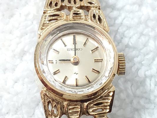 Vintage 1970's Seiko Ladies Cocktail Manual Wind Watch Faceted Crystal 17 Jewels