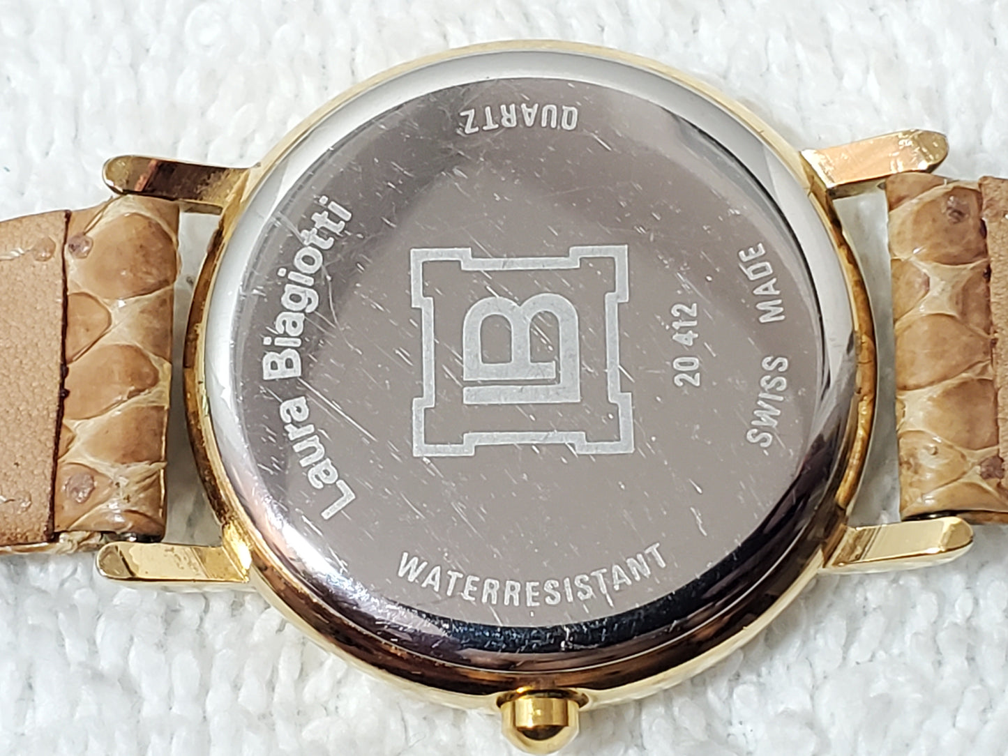 Vintage Laura Biagiotti Gold Plated Women's Watch Pressed Flowers Swiss Made