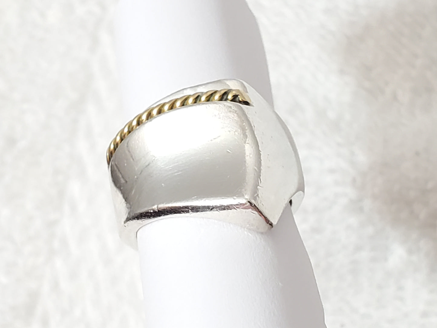 Vintage Taxco Mexico 925 Sterling Silver Gold Cable Wire Accent Ring TF-55 11.4g