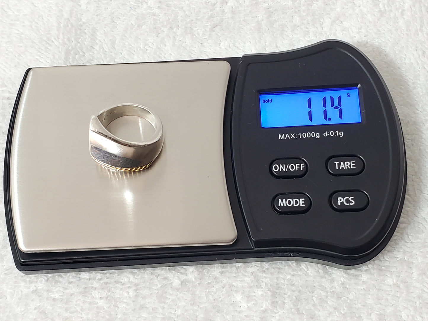 Vintage Taxco Mexico 925 Sterling Silver Gold Cable Wire Accent Ring TF-55 11.4g