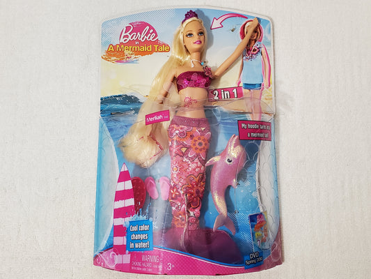 Vintage 2009 Mattel Barbie in A Mermaid Tale Merliah 2-in-1 Doll Color Change