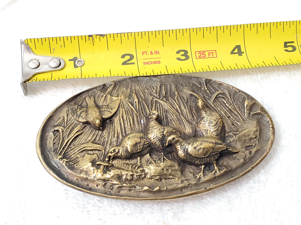 Vintage 1975 Bergamot Solid Brass Pheasant Wildlife Belt Buckle AJ Dezy Denver