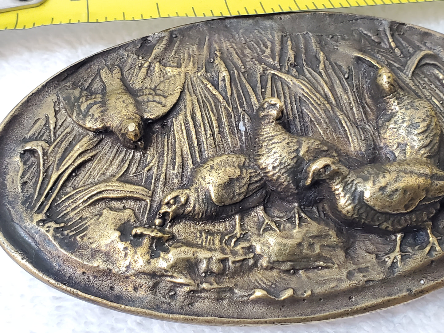 Vintage 1975 Bergamot Solid Brass Pheasant Wildlife Belt Buckle AJ Dezy Denver