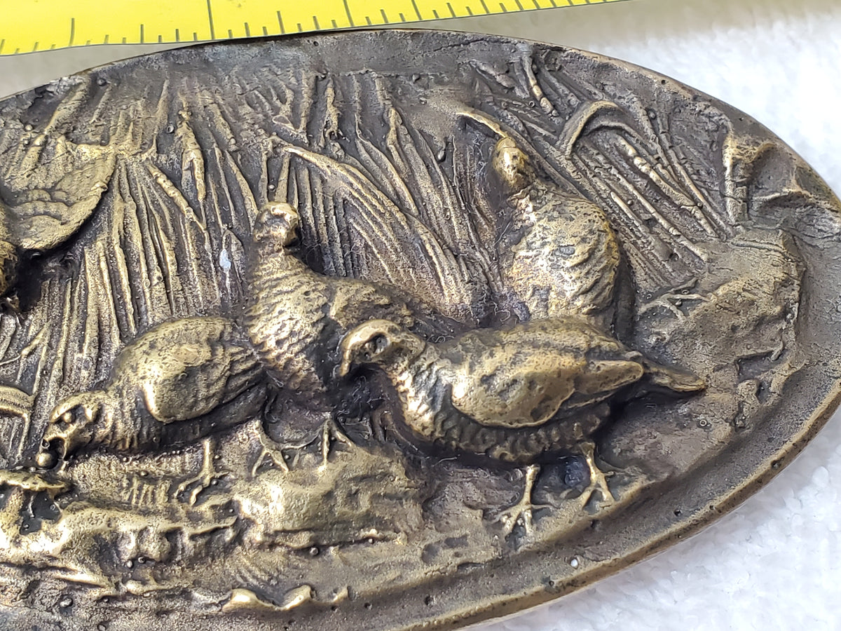 Vintage 1975 Bergamot Solid Brass Pheasant Wildlife Belt Buckle AJ Dezy Denver