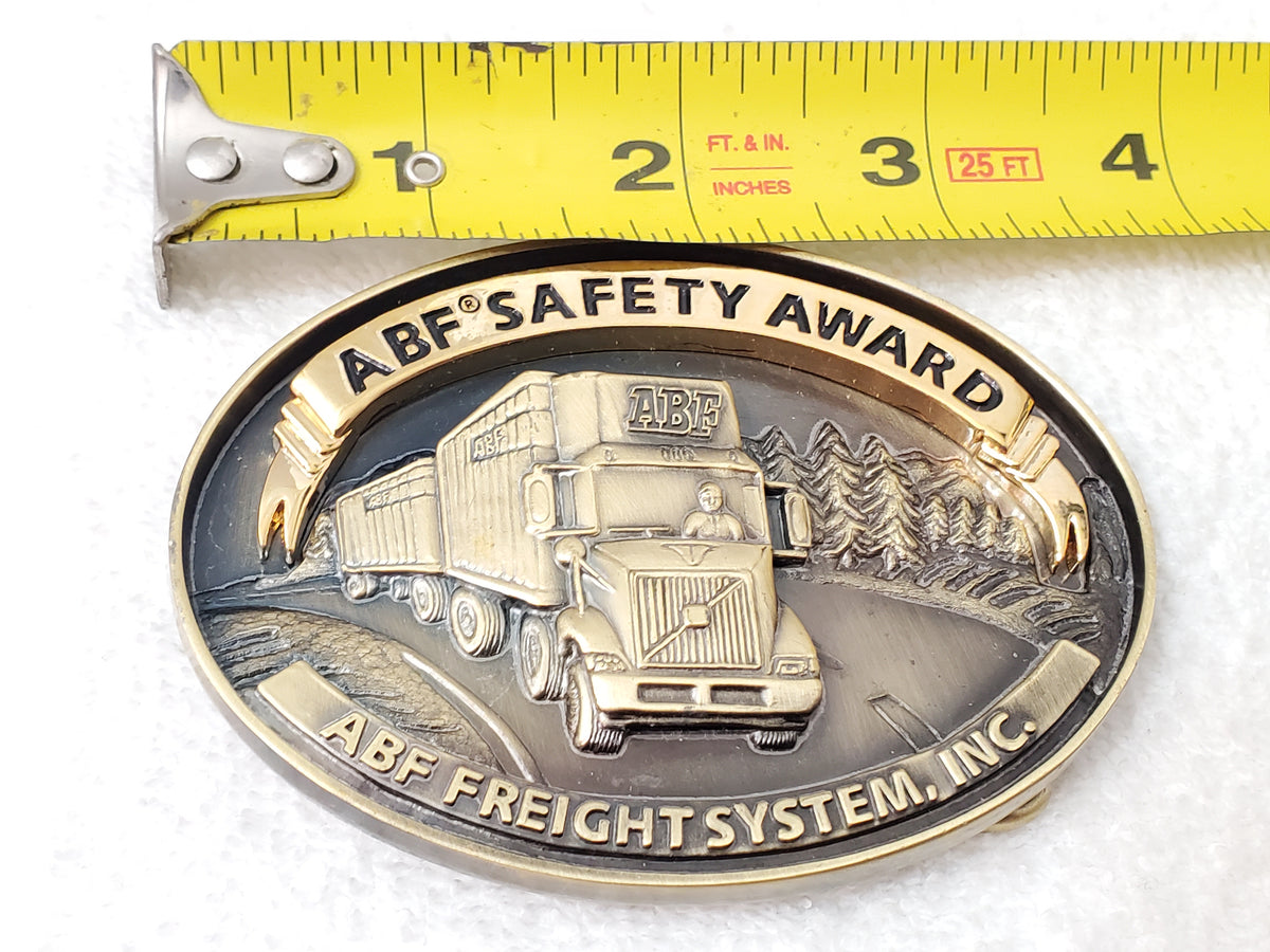 ABF FREIGHT Vintage Belt Buckle Semi Truck Trucker Double-Trailer with Tractor
