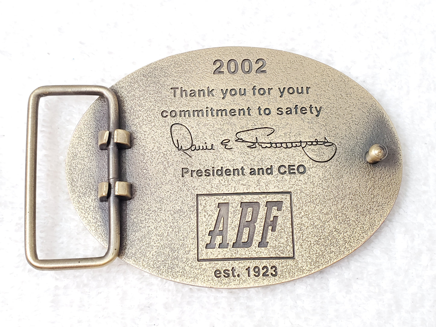 ABF FREIGHT Vintage Belt Buckle Semi Truck Trucker Double-Trailer with Tractor