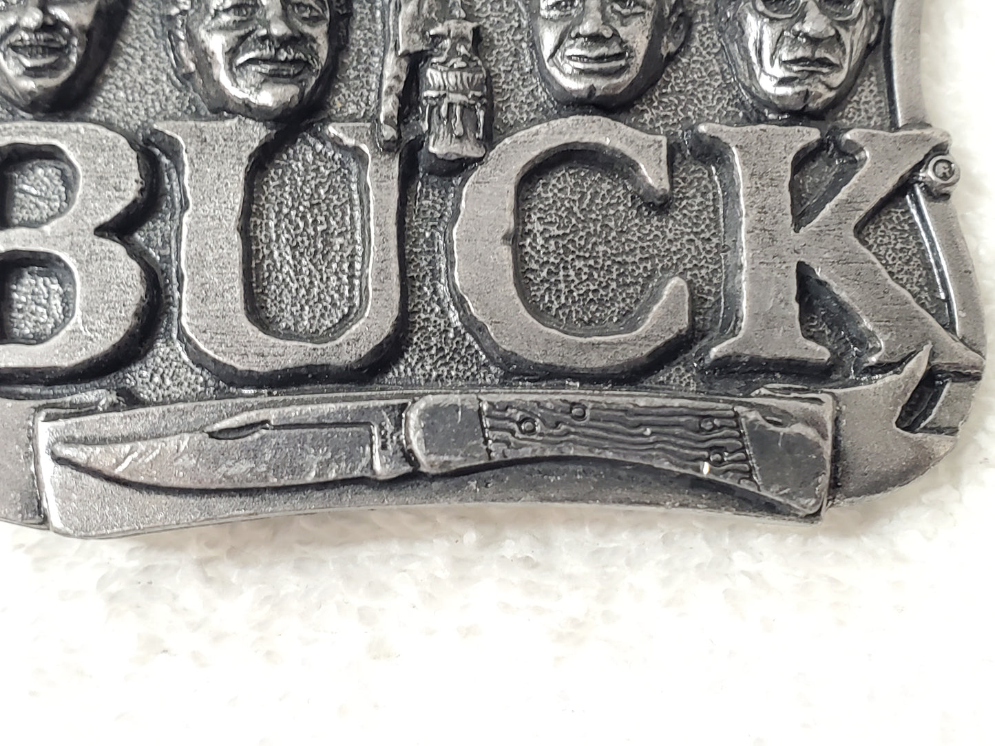 BUCK Four Generations of Knife Makers Vintage Pewter Belt Buckle Smoky Mountain