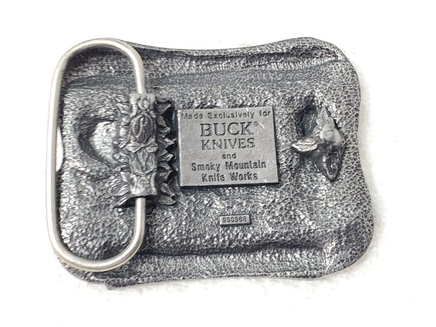 BUCK Four Generations of Knife Makers Vintage Pewter Belt Buckle Smoky Mountain