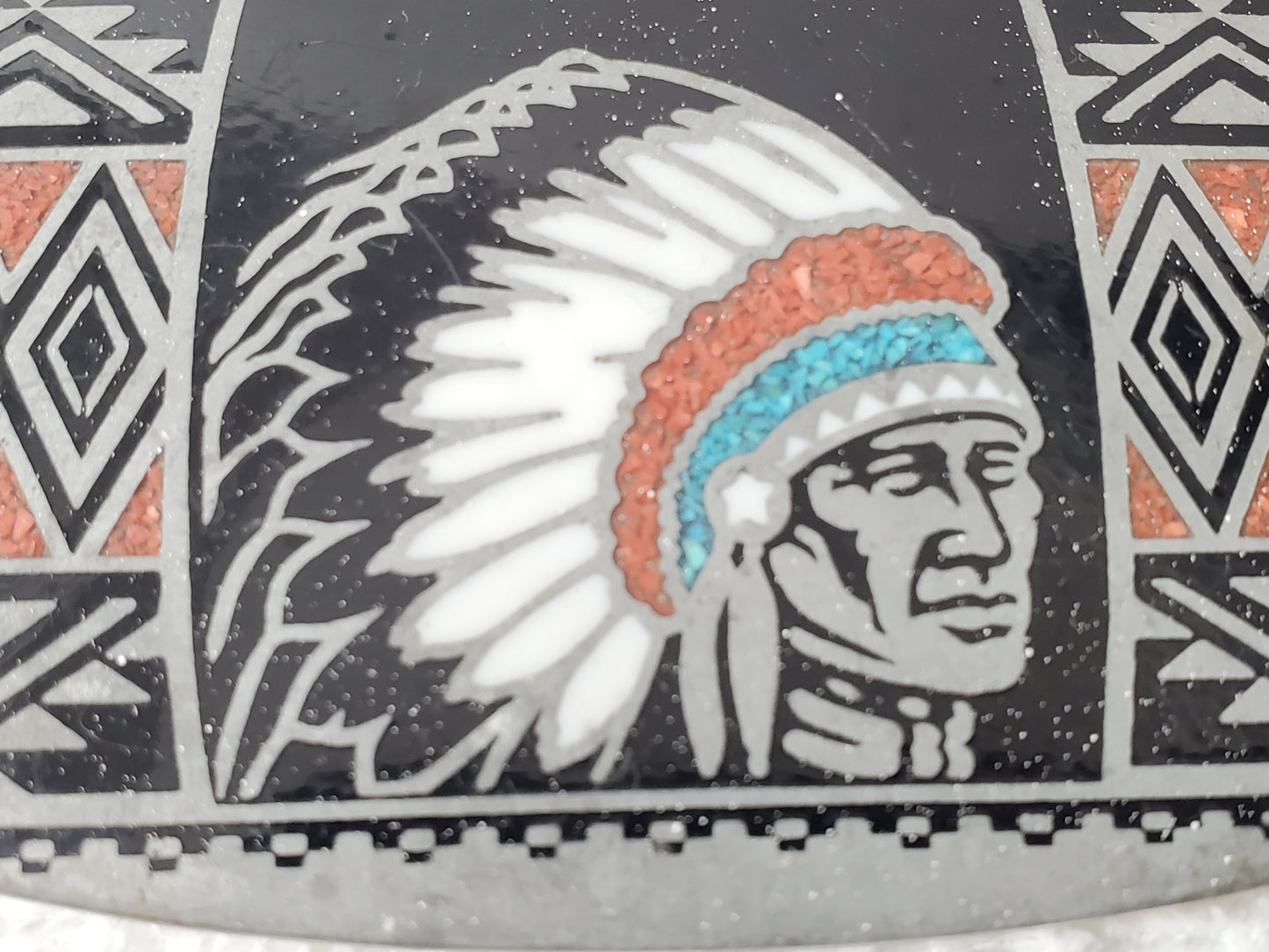 1984 Vintage Native American Chief Feather Headdress Profile Belt Buckle by ADM