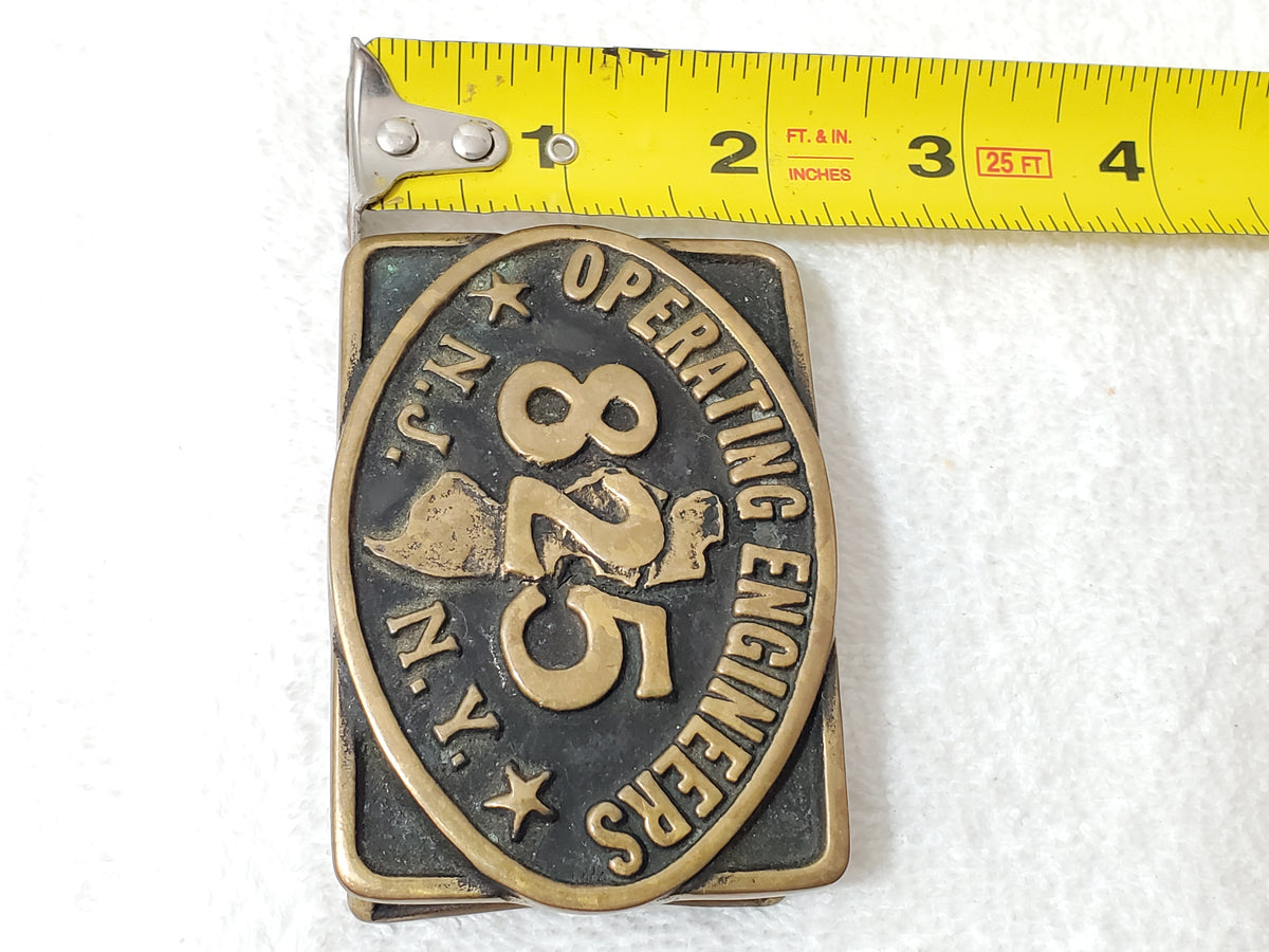 Vintage Solid Brass Operating Engineers Local 825 Belt Buckle New Jersey N.Y.