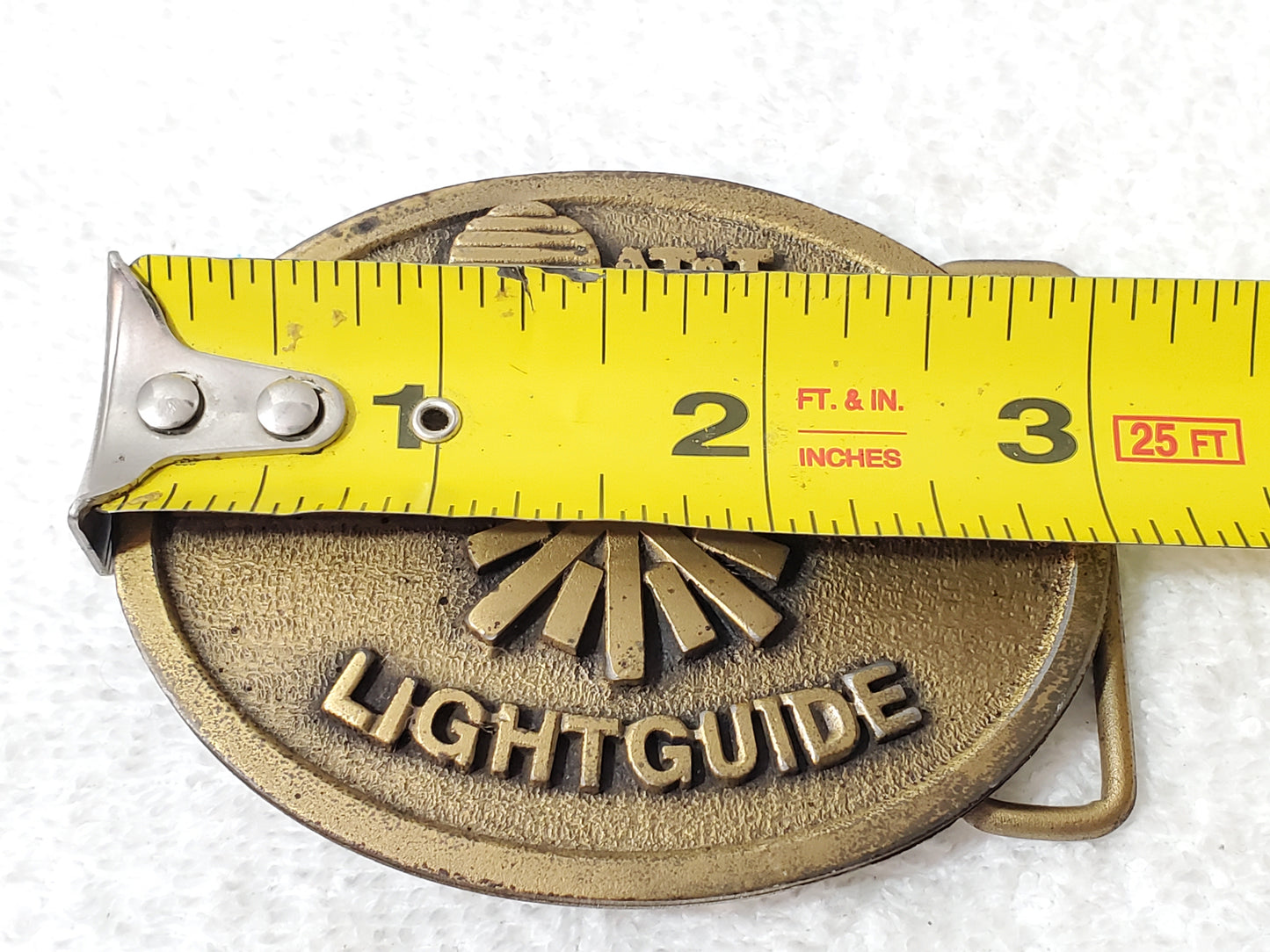 Vintage AT&T Lightguide Brass Belt Buckle Fiber Optics Made in USA by CD Hit