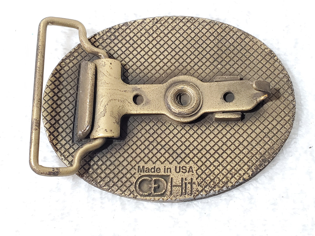 Vintage AT&T Lightguide Brass Belt Buckle Fiber Optics Made in USA by CD Hit