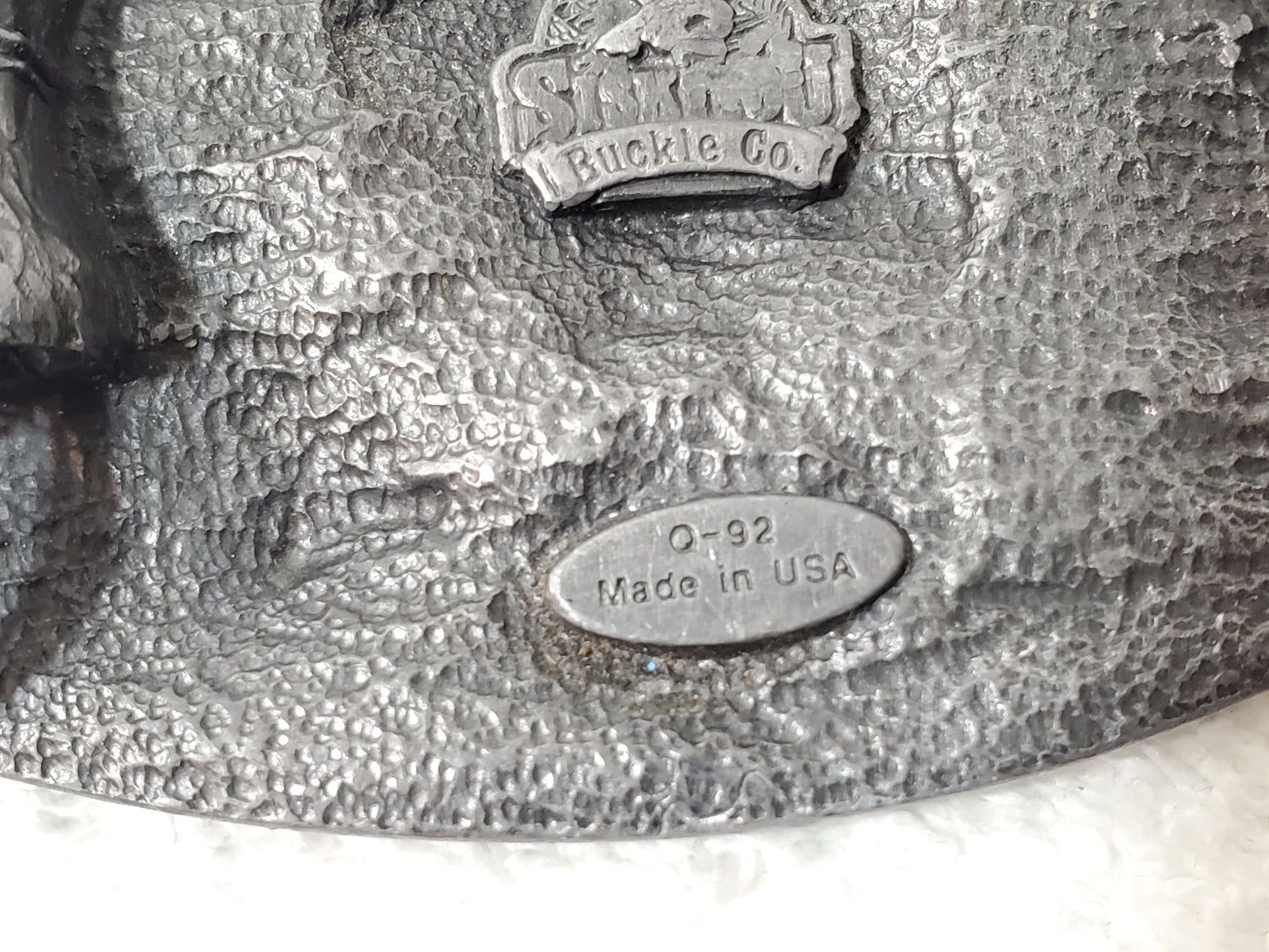Vintage 1991 Sheet Metal Worker Belt Buckle by Siskiyou Pewter Dark Blue Enamel