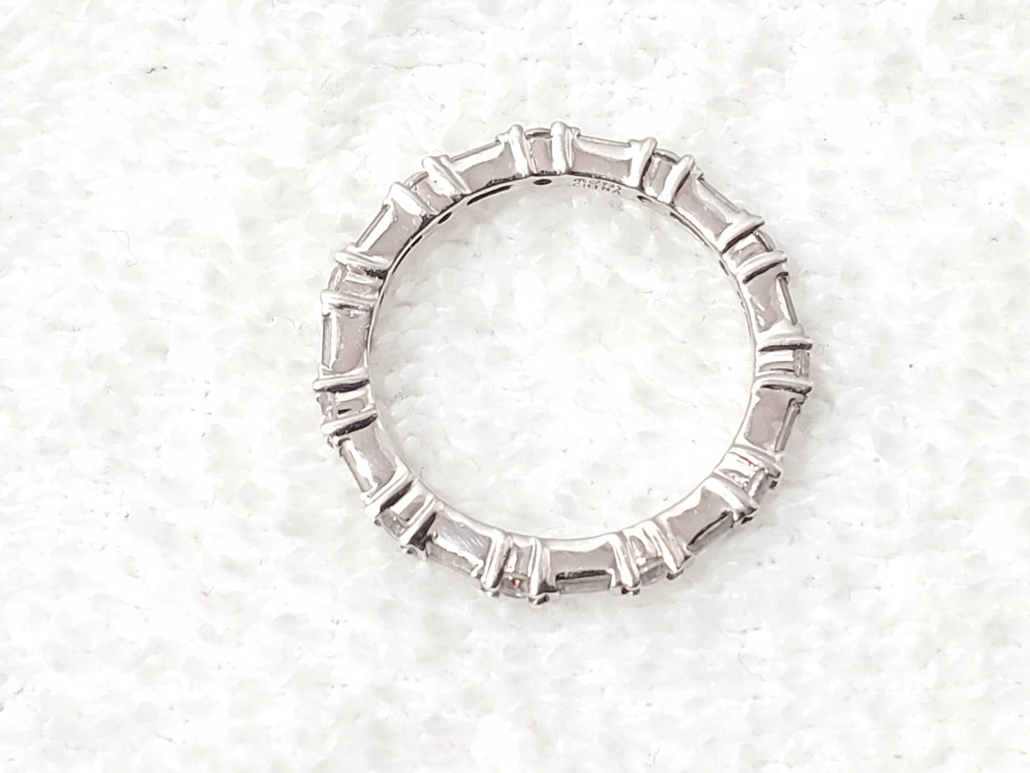 925 Sterling Silver CZ Eternity Band Ring Alternating Round Radiant Cut Size 7