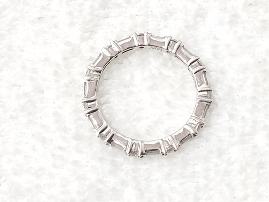 925 Sterling Silver CZ Eternity Band Ring Alternating Round Radiant Cut Size 7