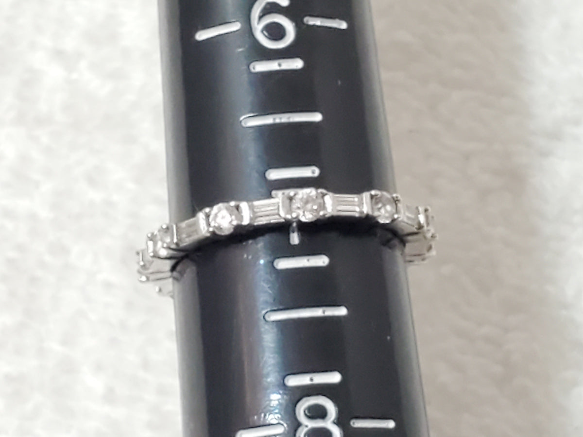 925 Sterling Silver CZ Eternity Band Ring Alternating Round Radiant Cut Size 7