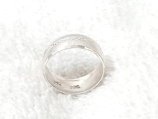Vintage Sterling Silver 925 Diamond Cut Geometric Band Ring Size 6.5 Marked HR