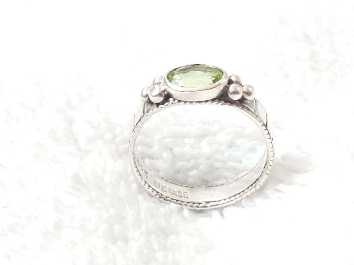 Vintage 925 Sterling Silver Oval Peridot Bezel Solitaire Ring by DEARSE