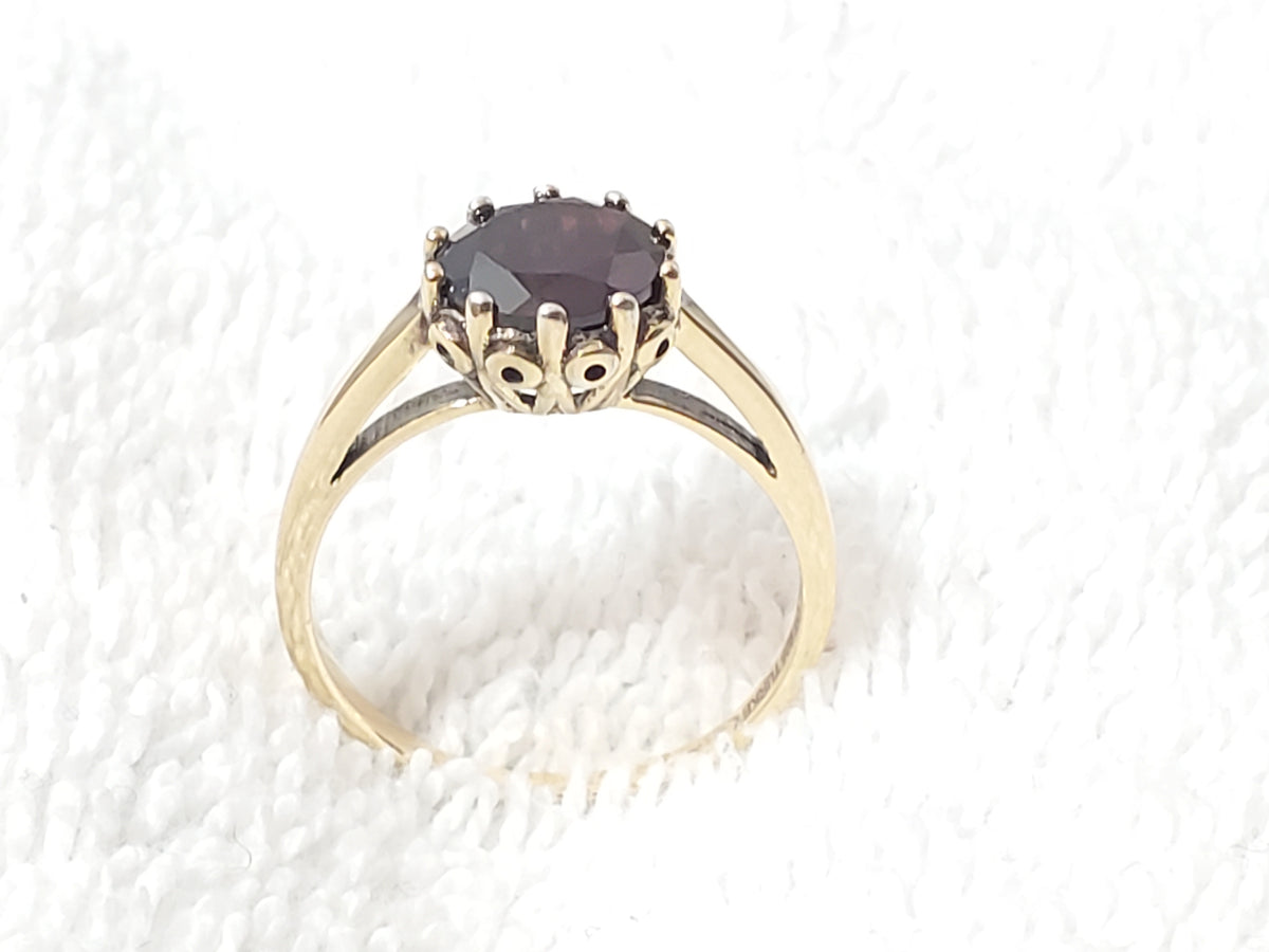 Vintage Gold Plated 925 Sterling Silver Garnet Stone Ring Made in Turkey