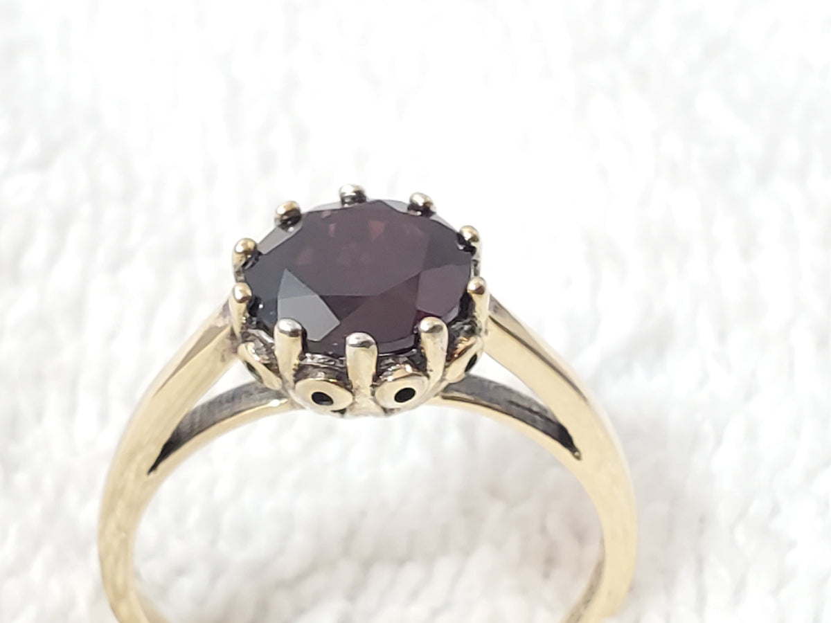 Vintage Gold Plated 925 Sterling Silver Garnet Stone Ring Made in Turkey