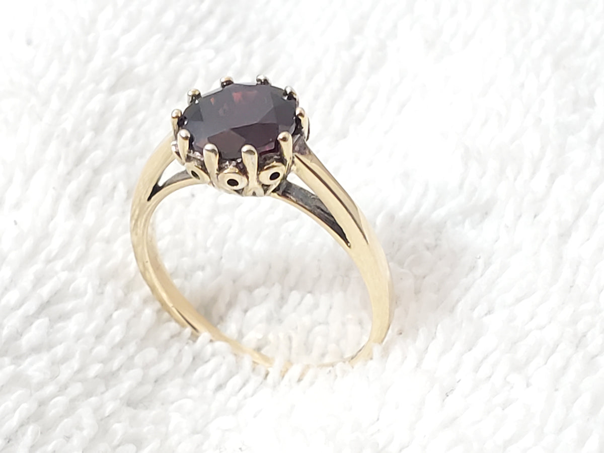 Vintage Gold Plated 925 Sterling Silver Garnet Stone Ring Made in Turkey