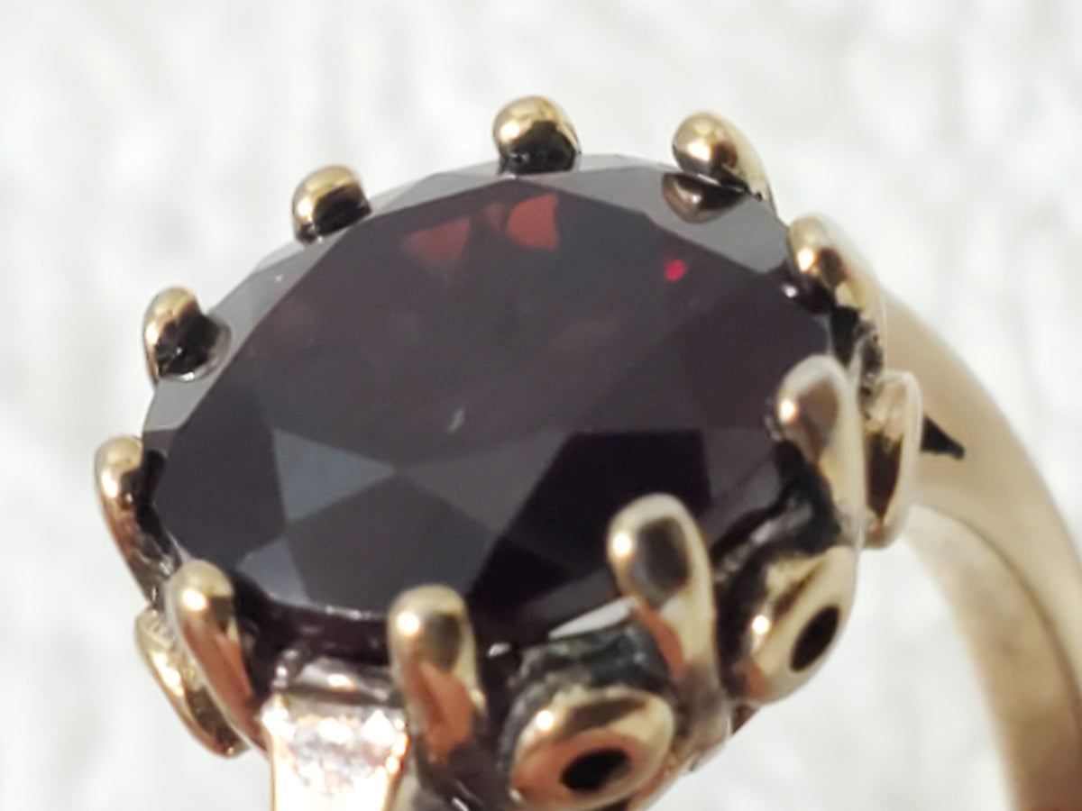 Vintage Gold Plated 925 Sterling Silver Garnet Stone Ring Made in Turkey