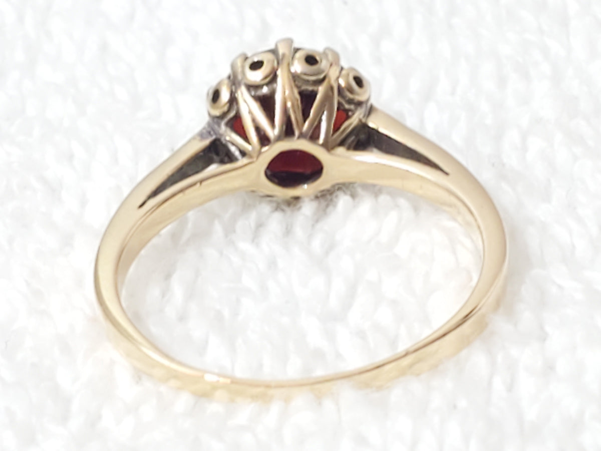 Vintage Gold Plated 925 Sterling Silver Garnet Stone Ring Made in Turkey