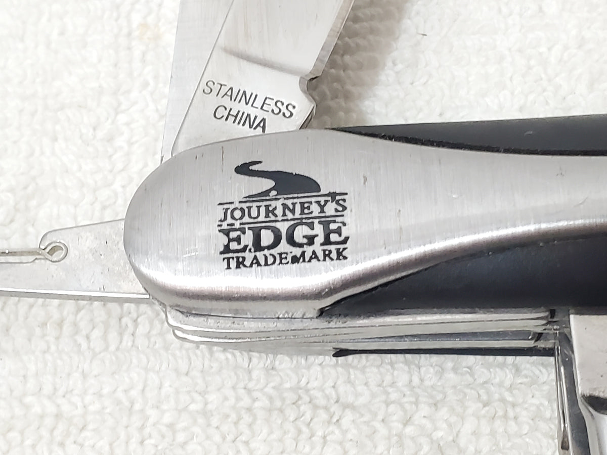 Journey's Edge Pocket Multi-Tool Stainless Steel Ergonomic Black Rubber Grip