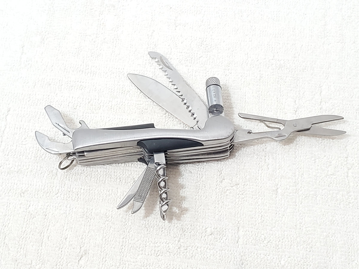 Journey's Edge Pocket Multi-Tool Stainless Steel Ergonomic Black Rubber Grip