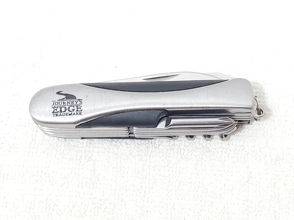 Journey's Edge Pocket Multi-Tool Stainless Steel Ergonomic Black Rubber Grip