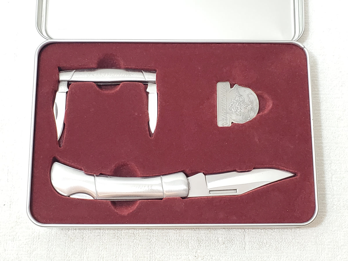 Winchester Limited Edition 2 Knife & Pin Stainless Steel Gift Set Collector Tin
