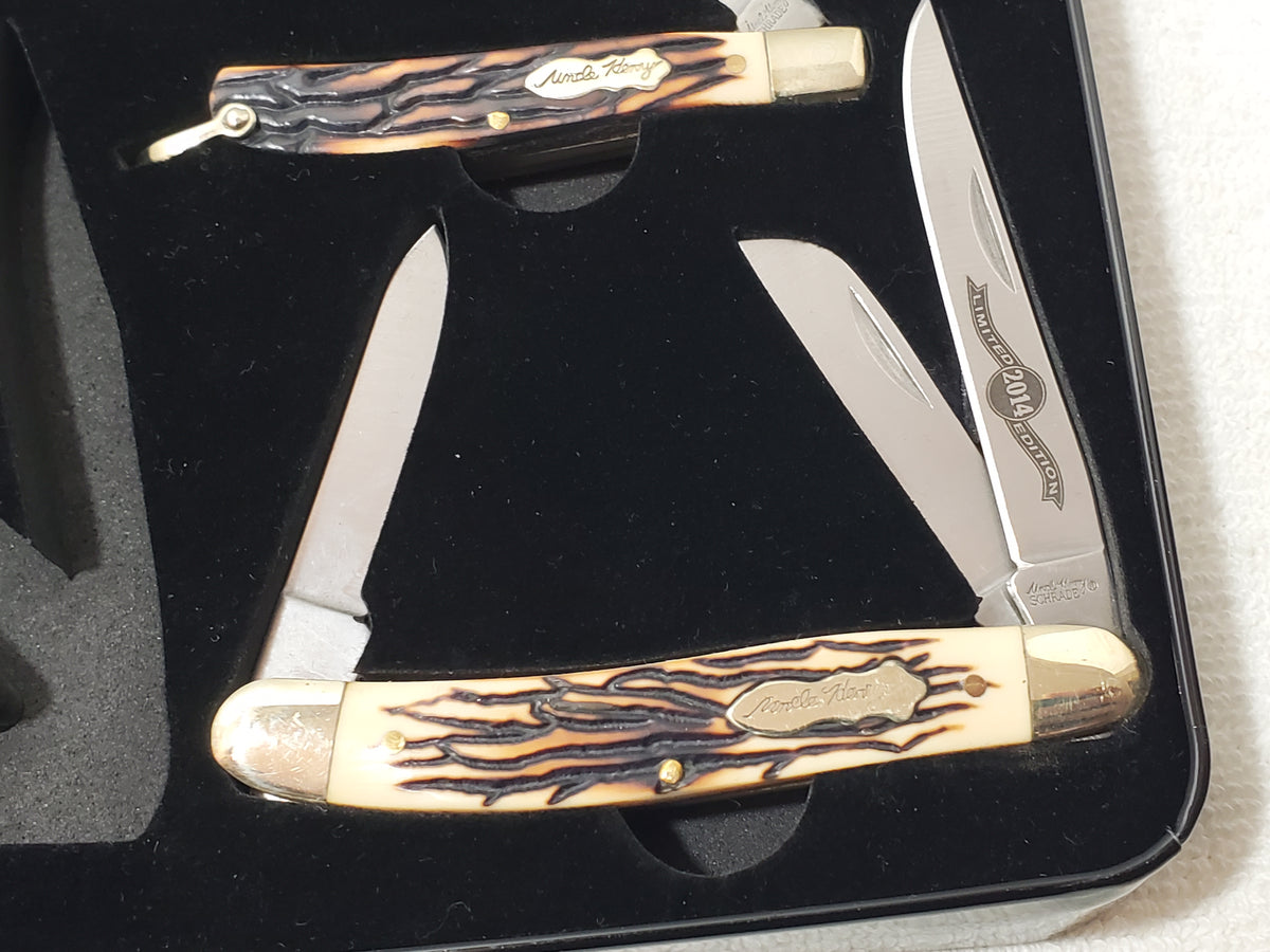 Schrade Uncle Henry 2014 Limited Edition 2-Knife Set with Collector Tin