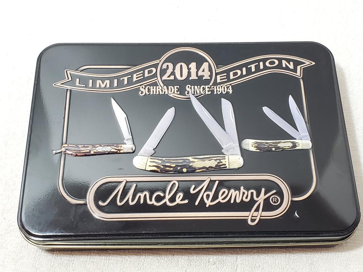 Schrade Uncle Henry 2014 Limited Edition 2-Knife Set with Collector Tin