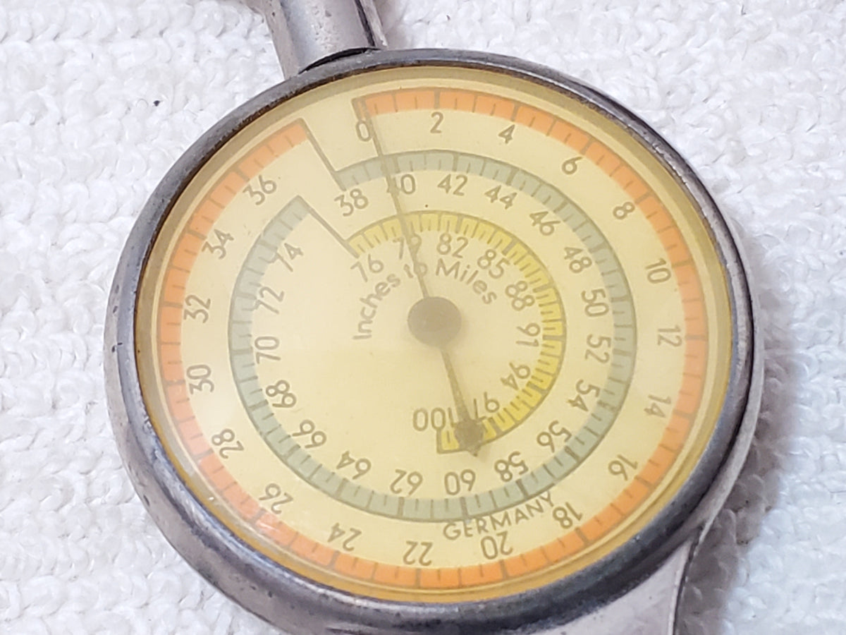 Vintage German Map Measurer Compass Leather Case Opisometer Pathfinder Distance
