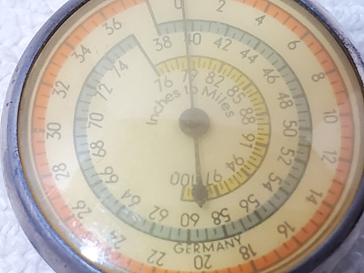Vintage German Map Measurer Compass Leather Case Opisometer Pathfinder Distance