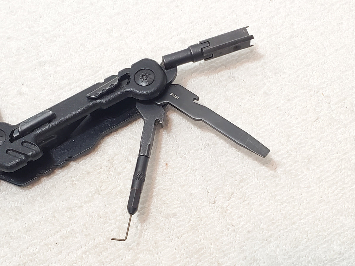 Gerber Black Multitool Short Reach Extraction Cleaning Slide Lock Buttons