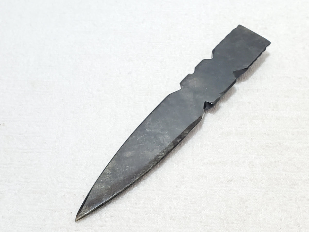 Aztec Silver Sheen Obsidian Black Stone Carved Maya Face Letter Opener Dagger