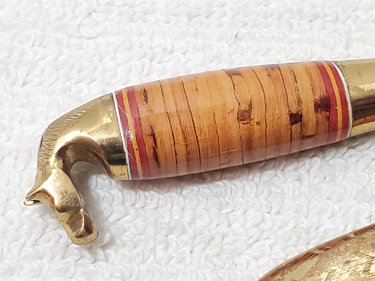 Vintage Finnish Kauhava Puukko Miniature Letter Opener Knife Horse Head Brass