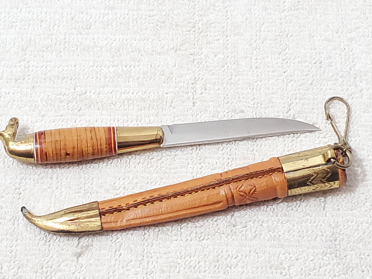 Vintage Finnish Kauhava Puukko Miniature Letter Opener Knife Horse Head Brass