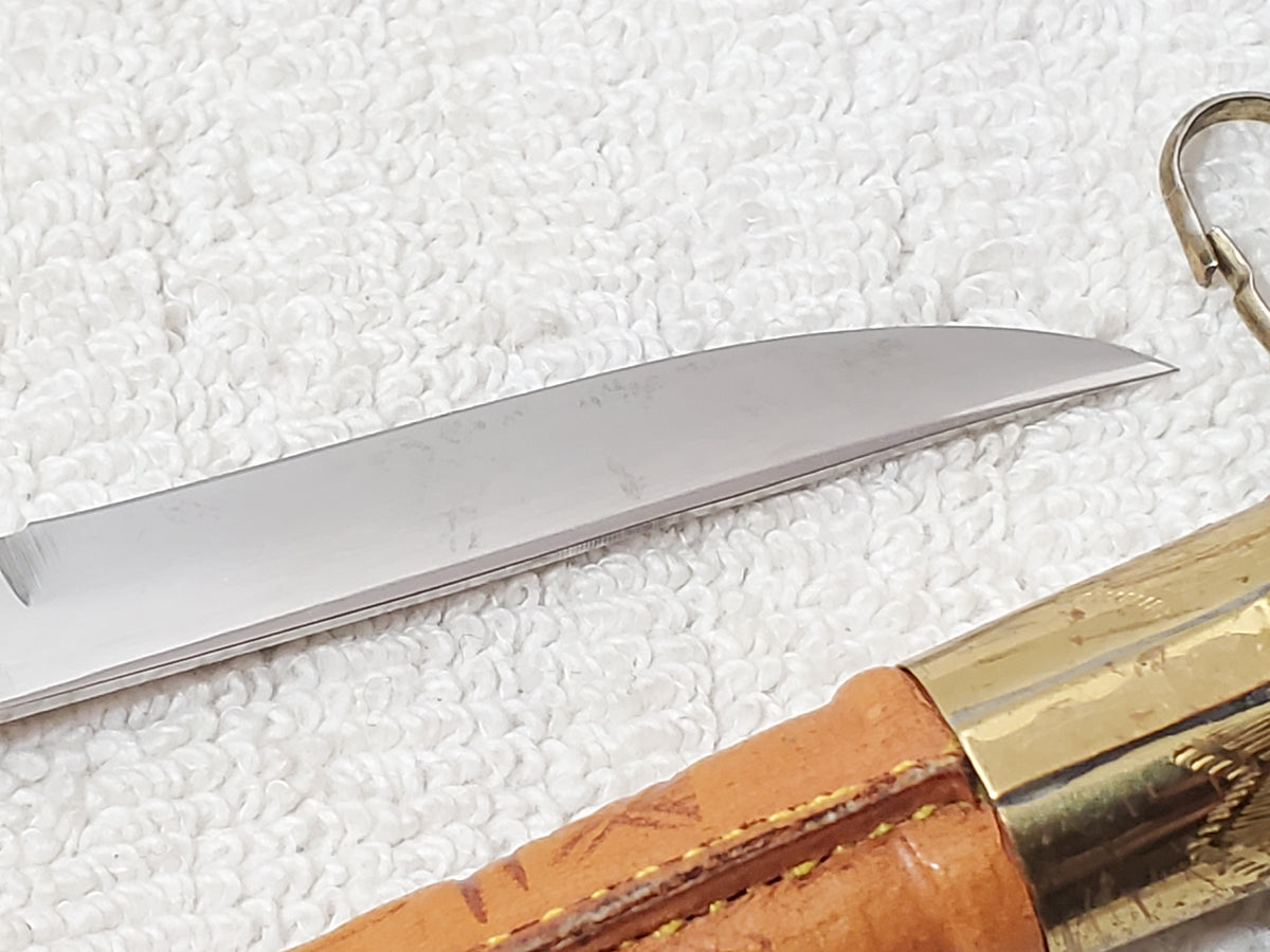 Vintage Finnish Kauhava Puukko Miniature Letter Opener Knife Horse Head Brass
