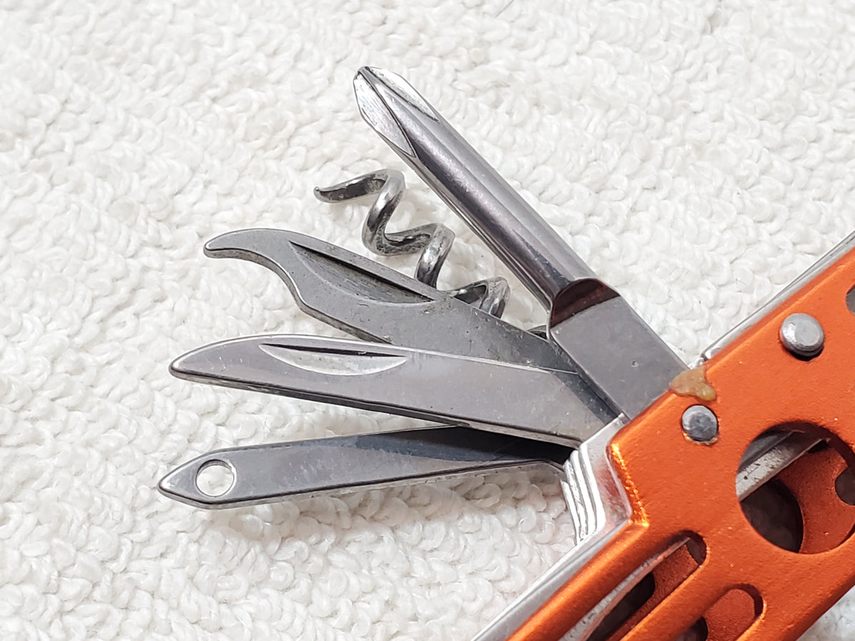 Wilcor Outdoors 15-in-1 Multi-Tool Pocket Knife Metallic Orange Stainless Steel
